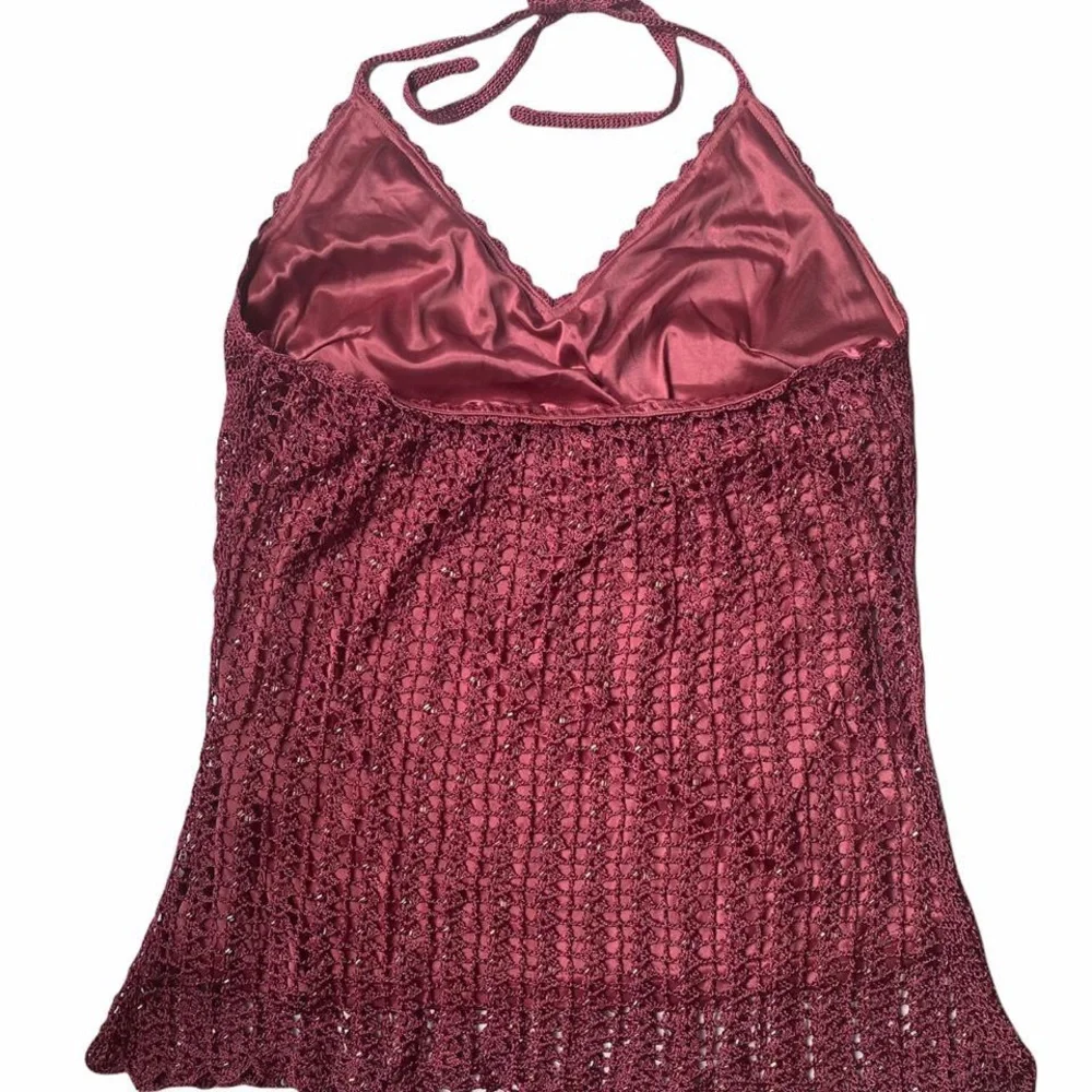 Y2K FLIRTY CROCHET HALTER TOP LE CHATEAU / SIZE XL - Picture 9 of 10
